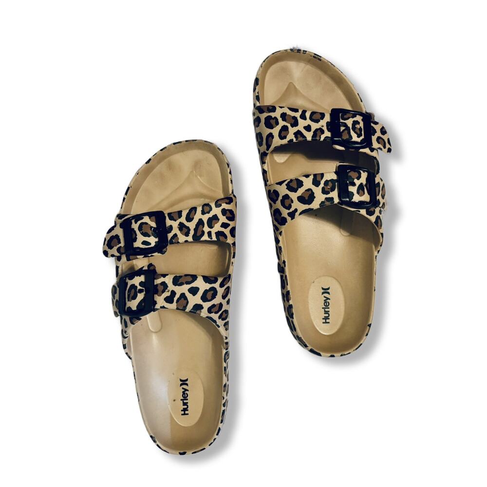Hurley Cheetah print foam slides